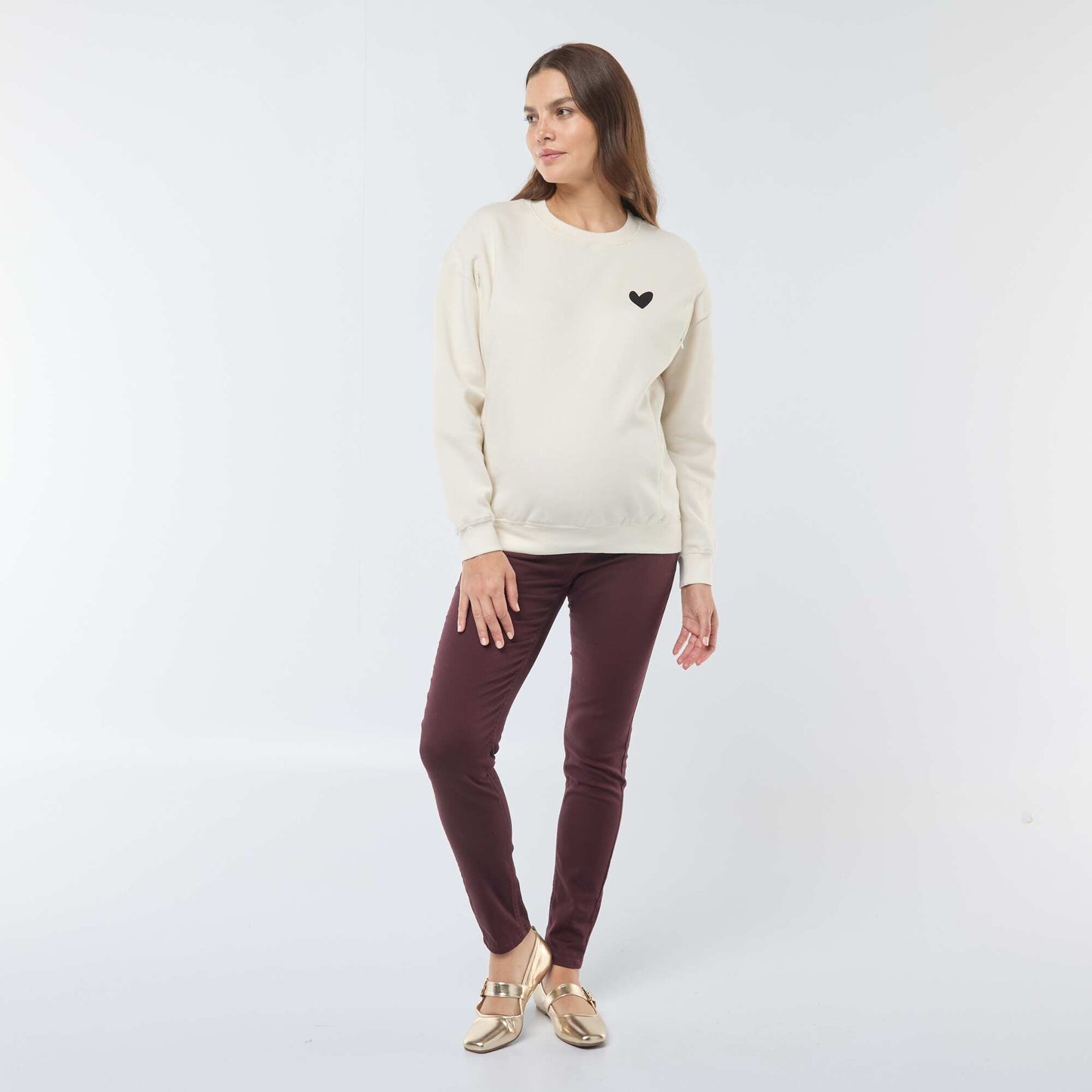 Sweat d'allaitement en molleton BEIGE