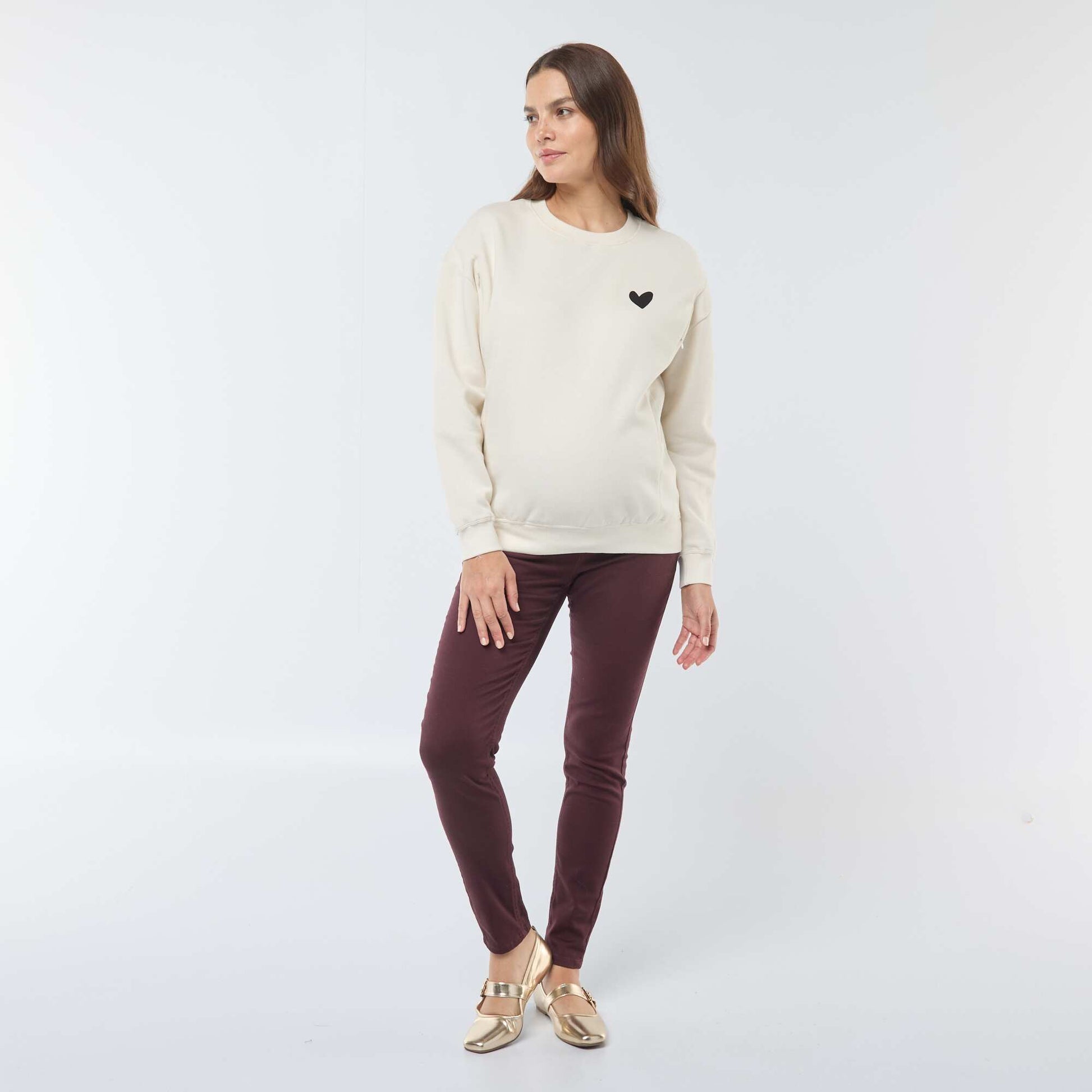 Sweat d'allaitement en molleton BEIGE