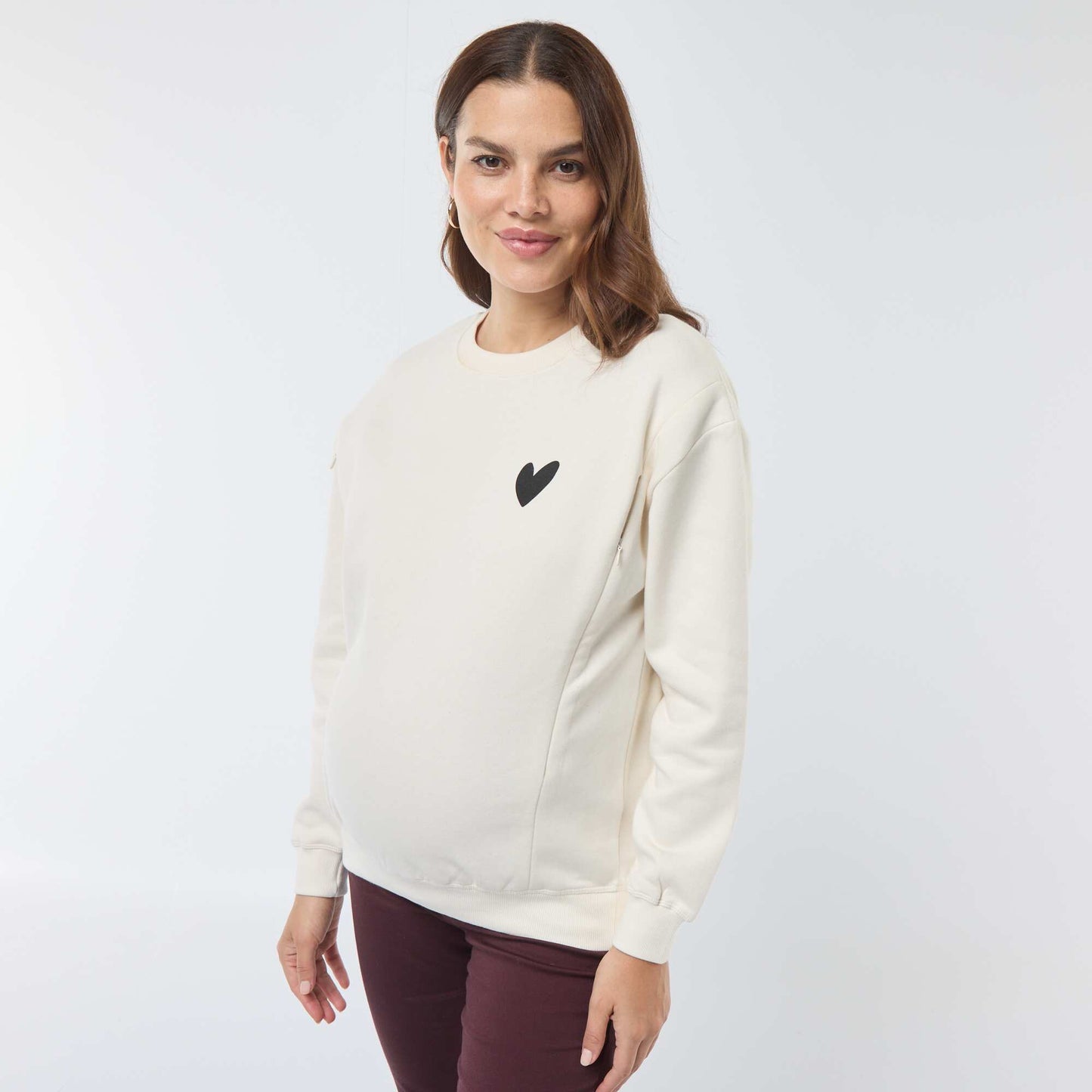 Sweat d'allaitement en molleton BEIGE