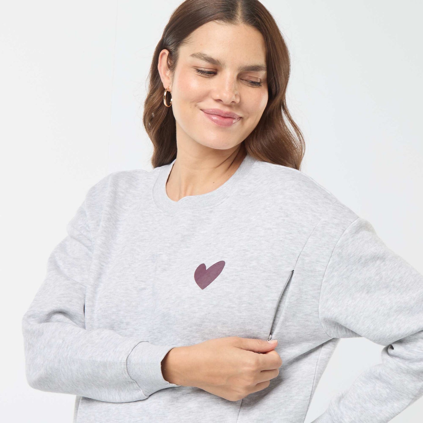 Sweat d'allaitement en molleton GRIS