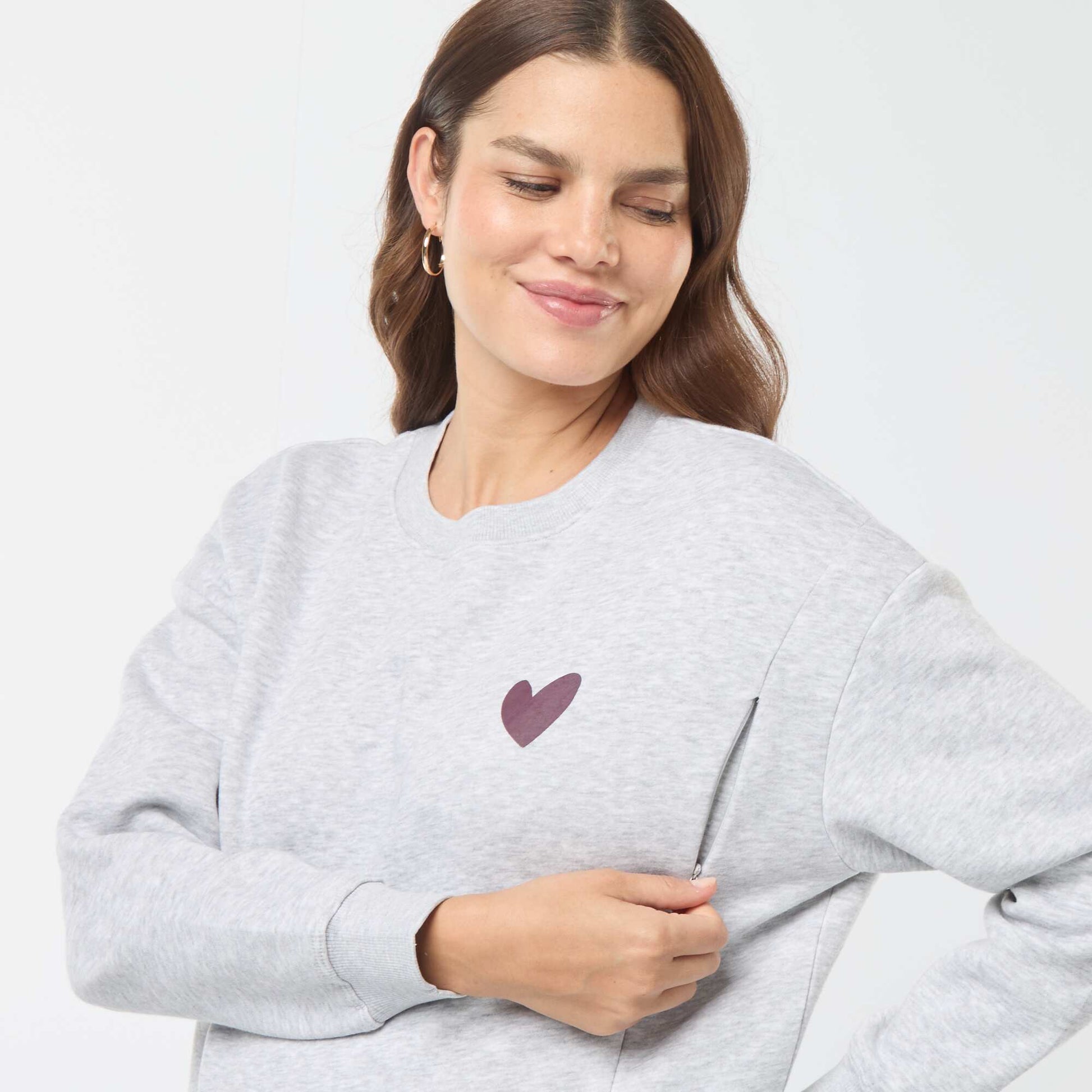 Sweat d'allaitement en molleton GRIS