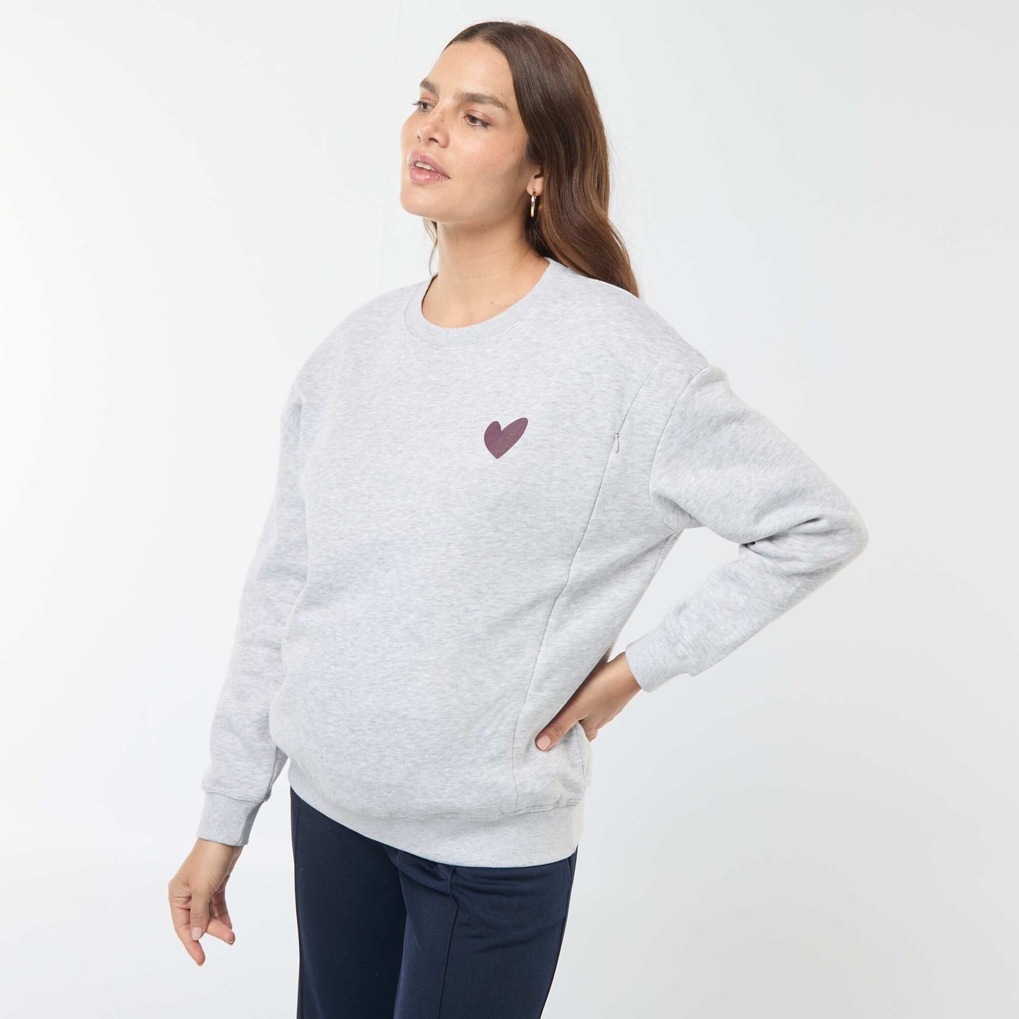 Sweat d'allaitement en molleton GRIS