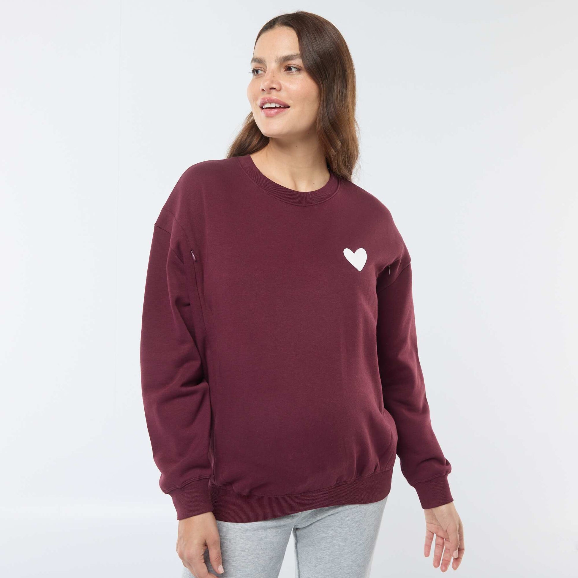 Sweat d'allaitement en molleton ROUGE