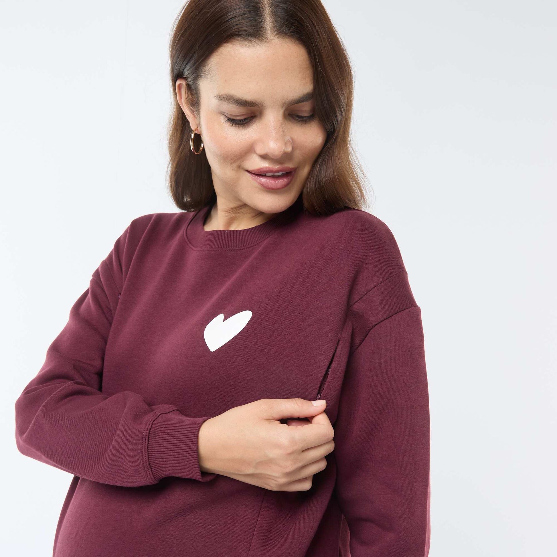 Sweat d'allaitement en molleton ROUGE