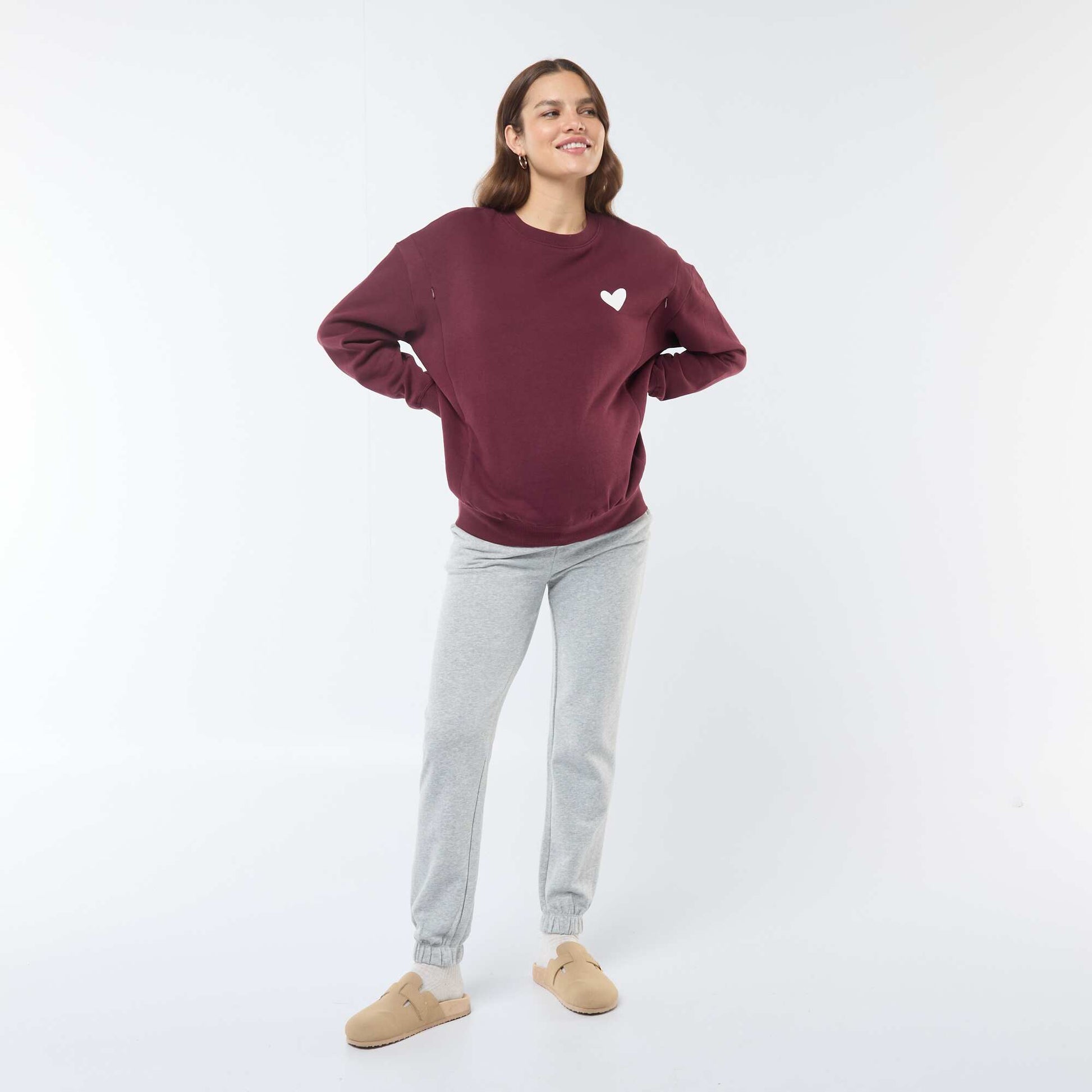 Sweat d'allaitement en molleton ROUGE