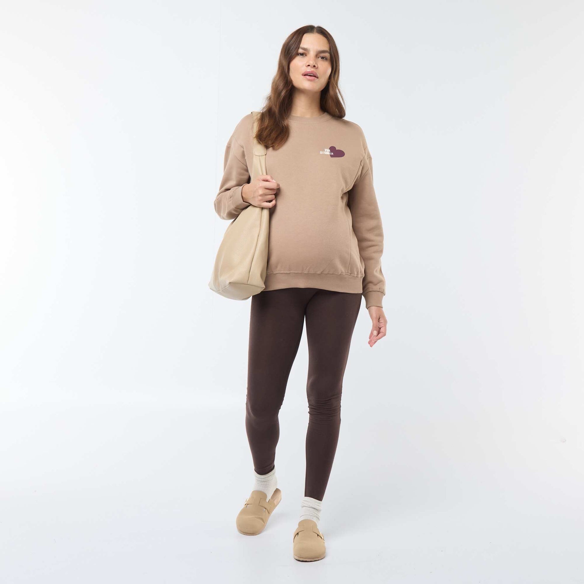 Sweat d'allaitement en molleton MARRON