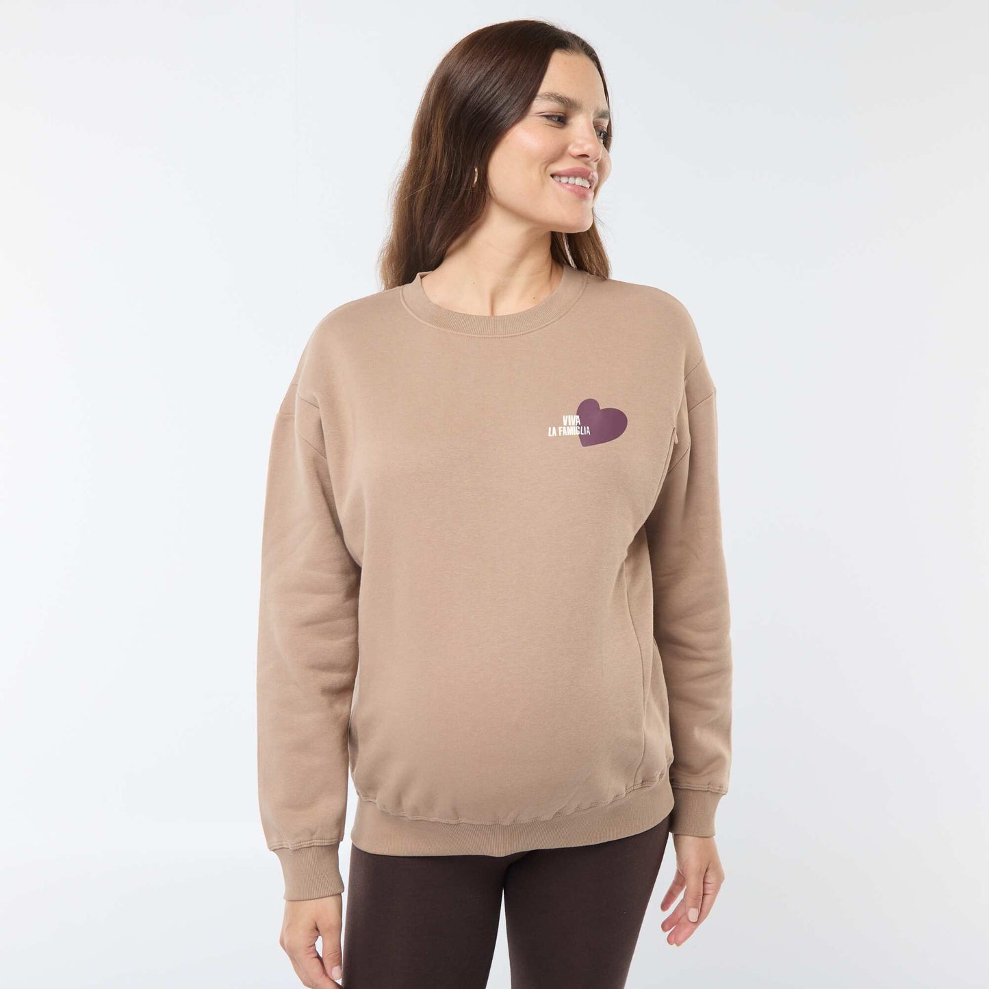 Sweat d'allaitement en molleton MARRON
