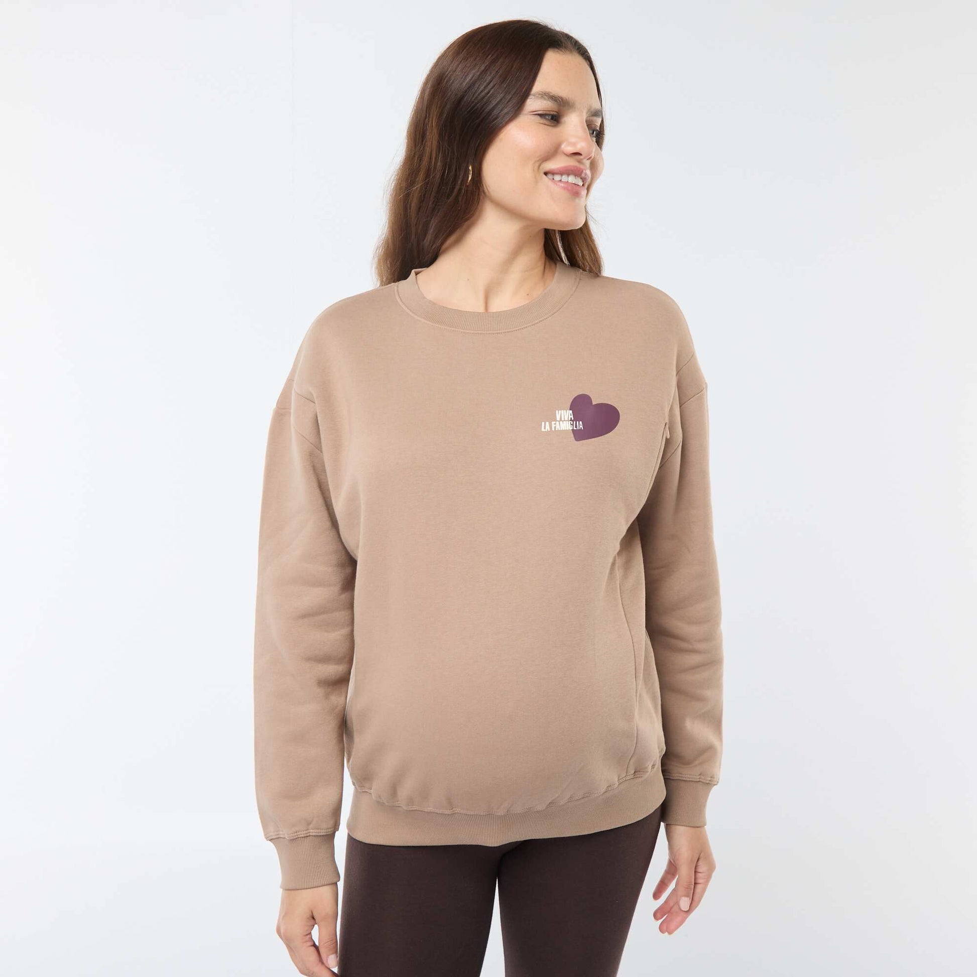 Sweat d'allaitement en molleton MARRON