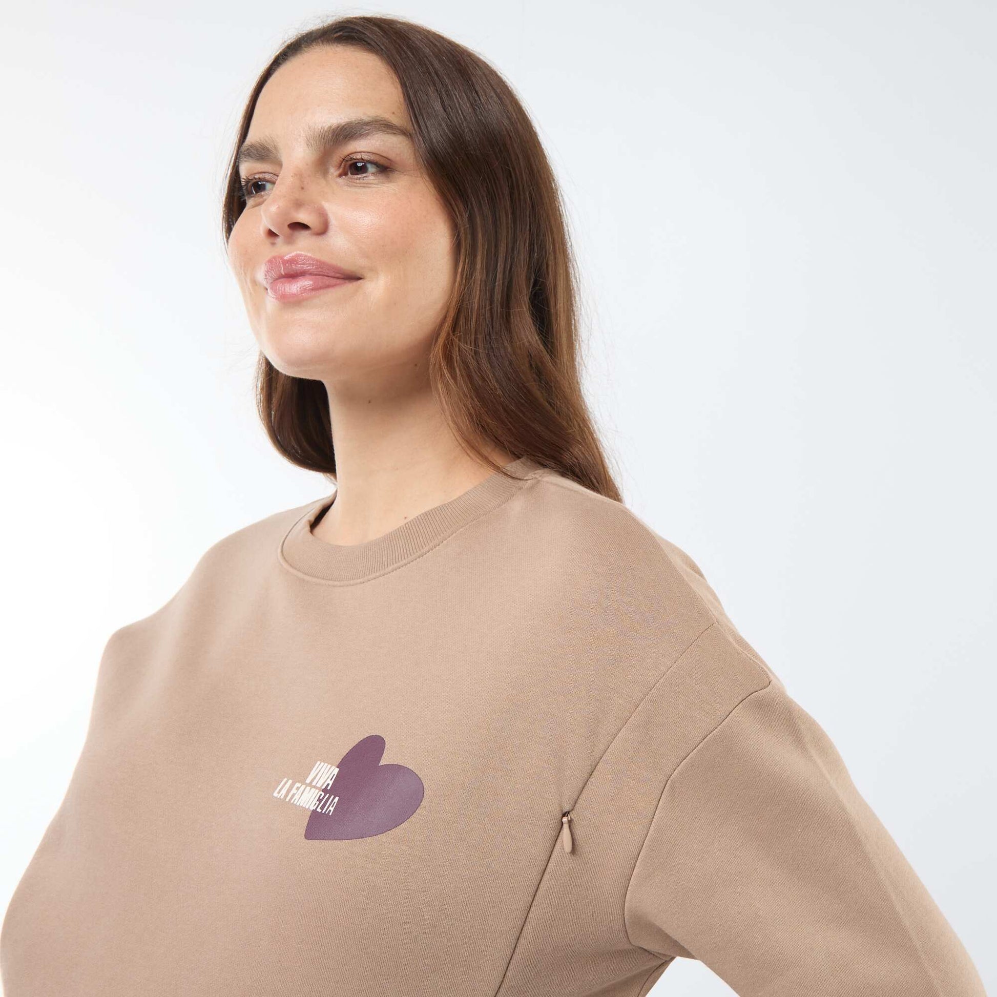 Sweat d'allaitement en molleton MARRON