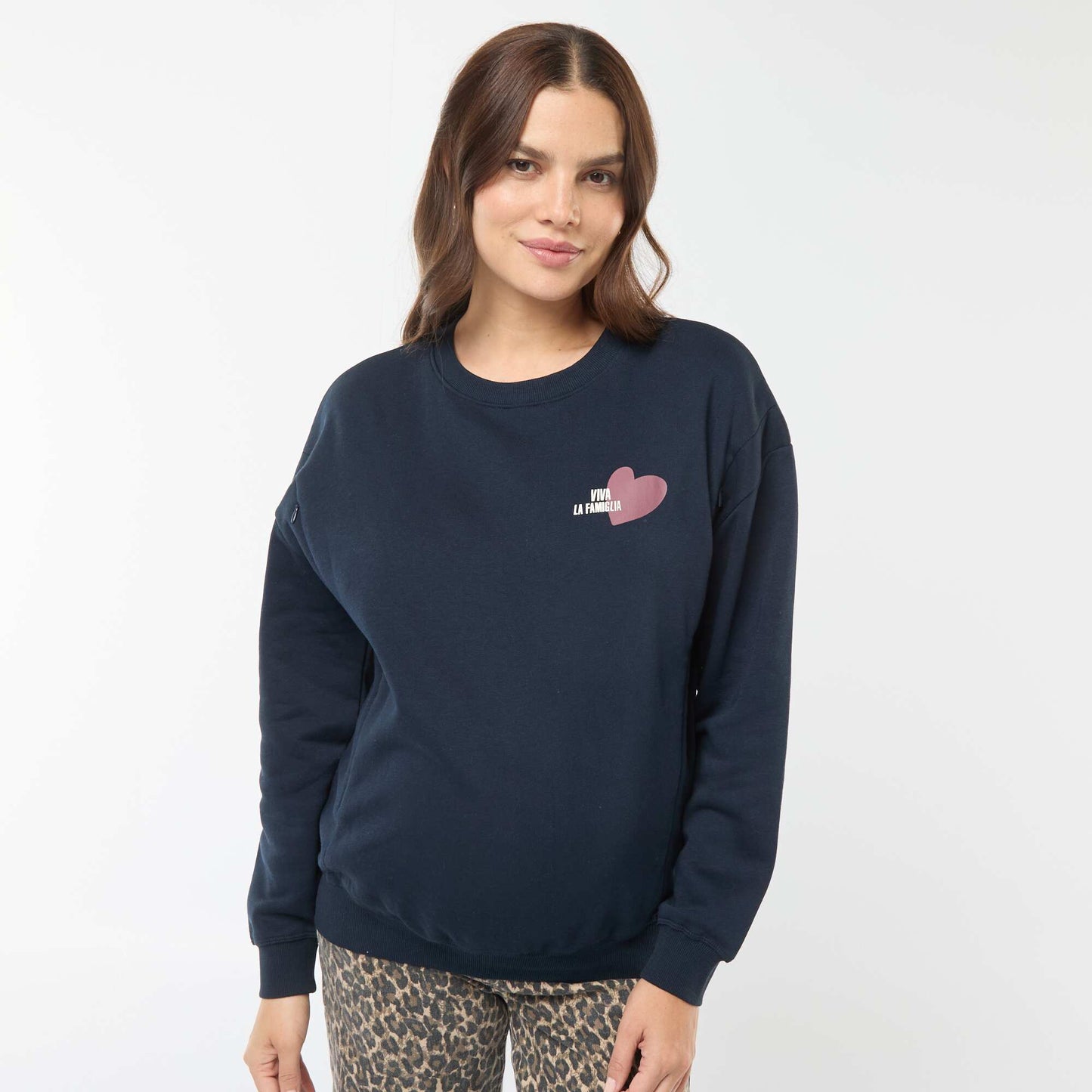 Sweat d'allaitement en molleton BLEU