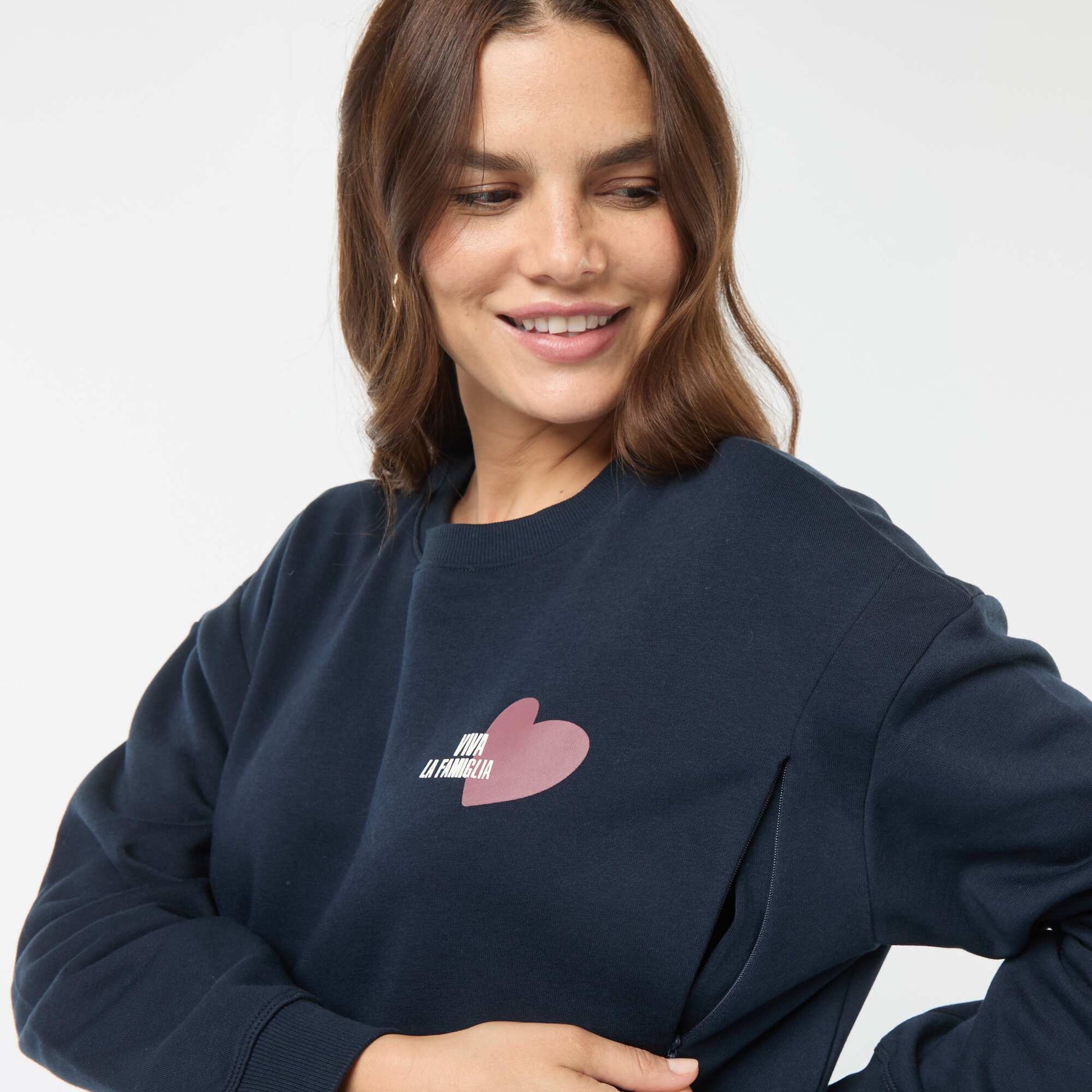 Sweat d'allaitement en molleton BLEU