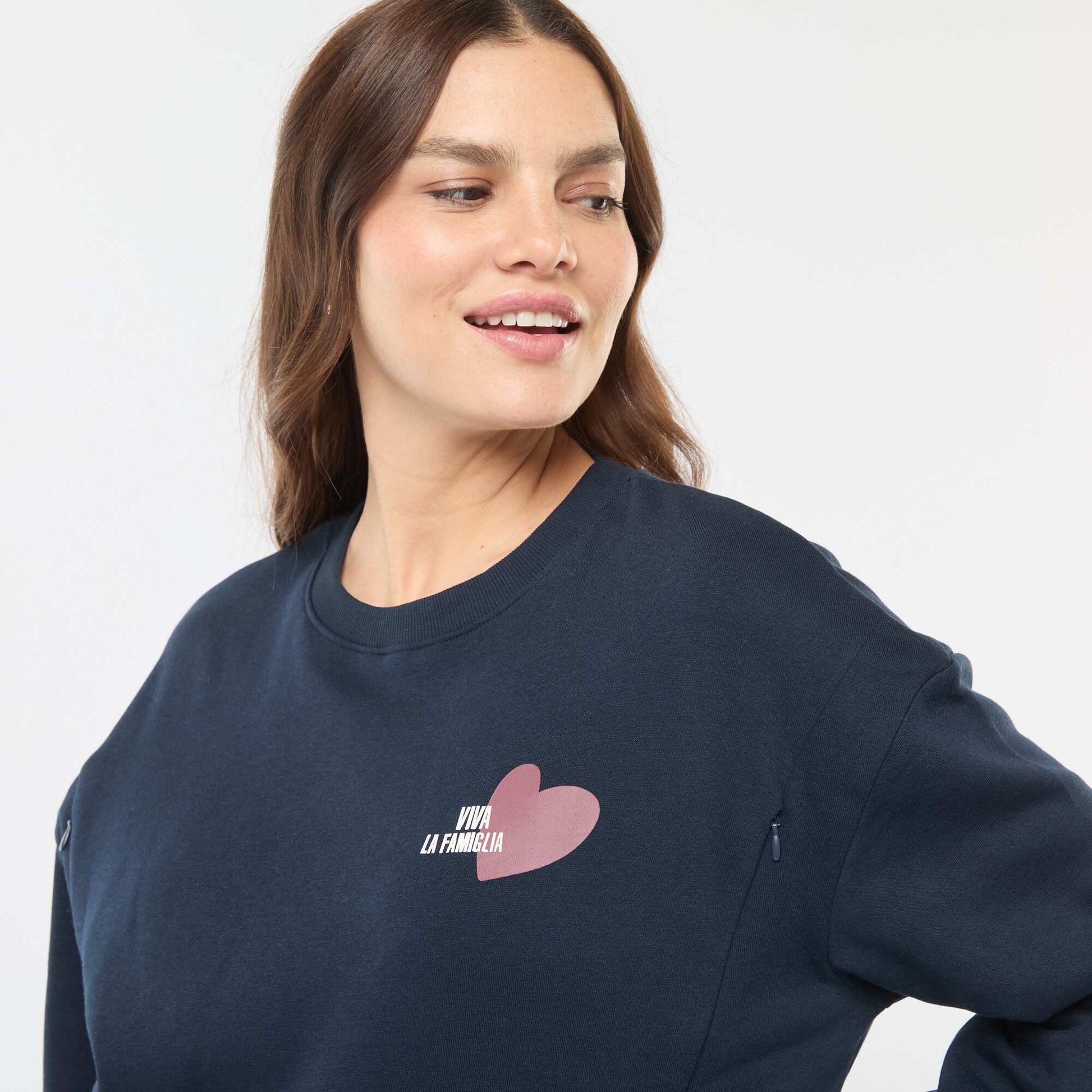 Sweat d'allaitement en molleton BLEU
