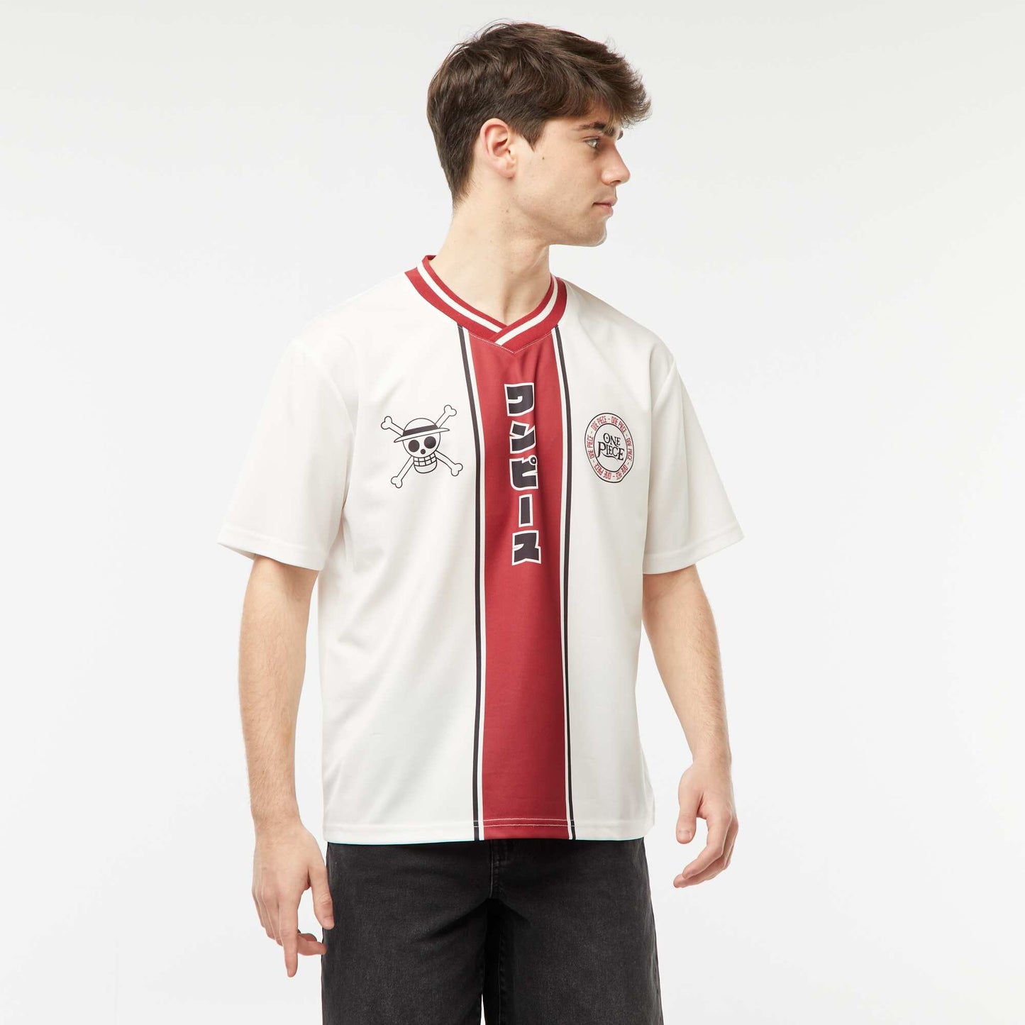Tee-shirt style sport 'One Piece' BLANC/ROUGE