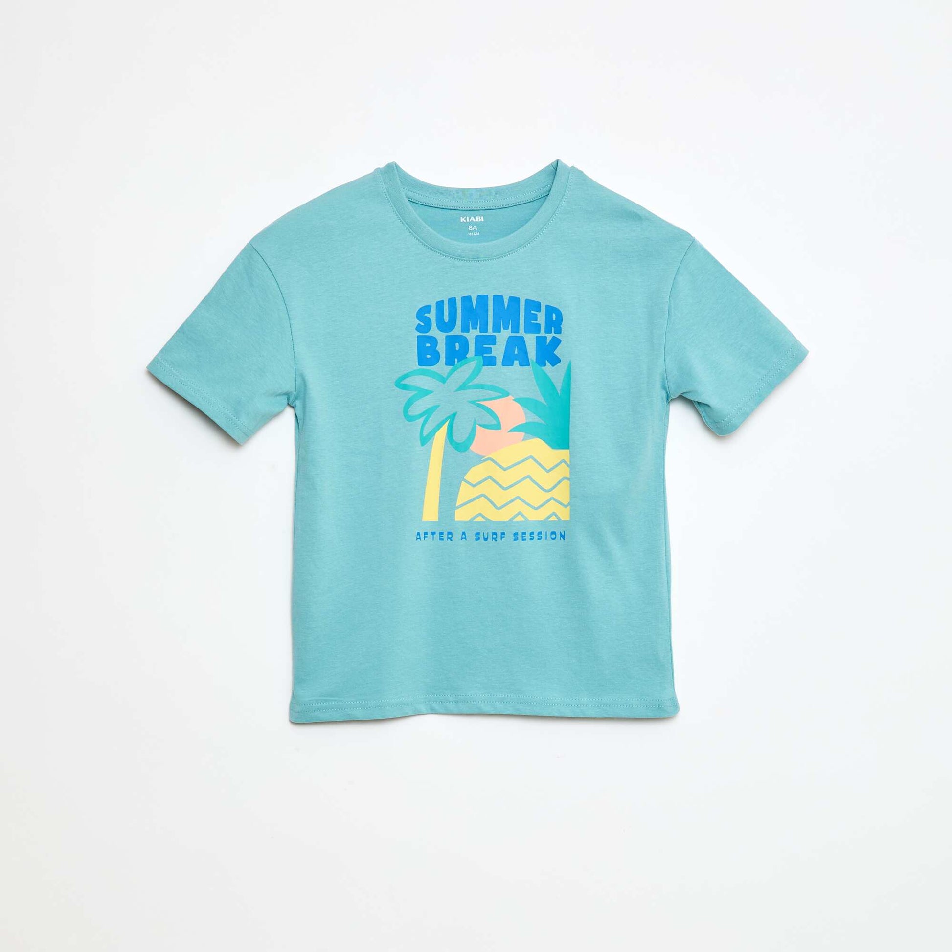 T-shirt imprimé en coton BLEU