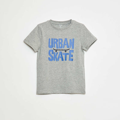 T-shirt imprimé GRIS/BLEU