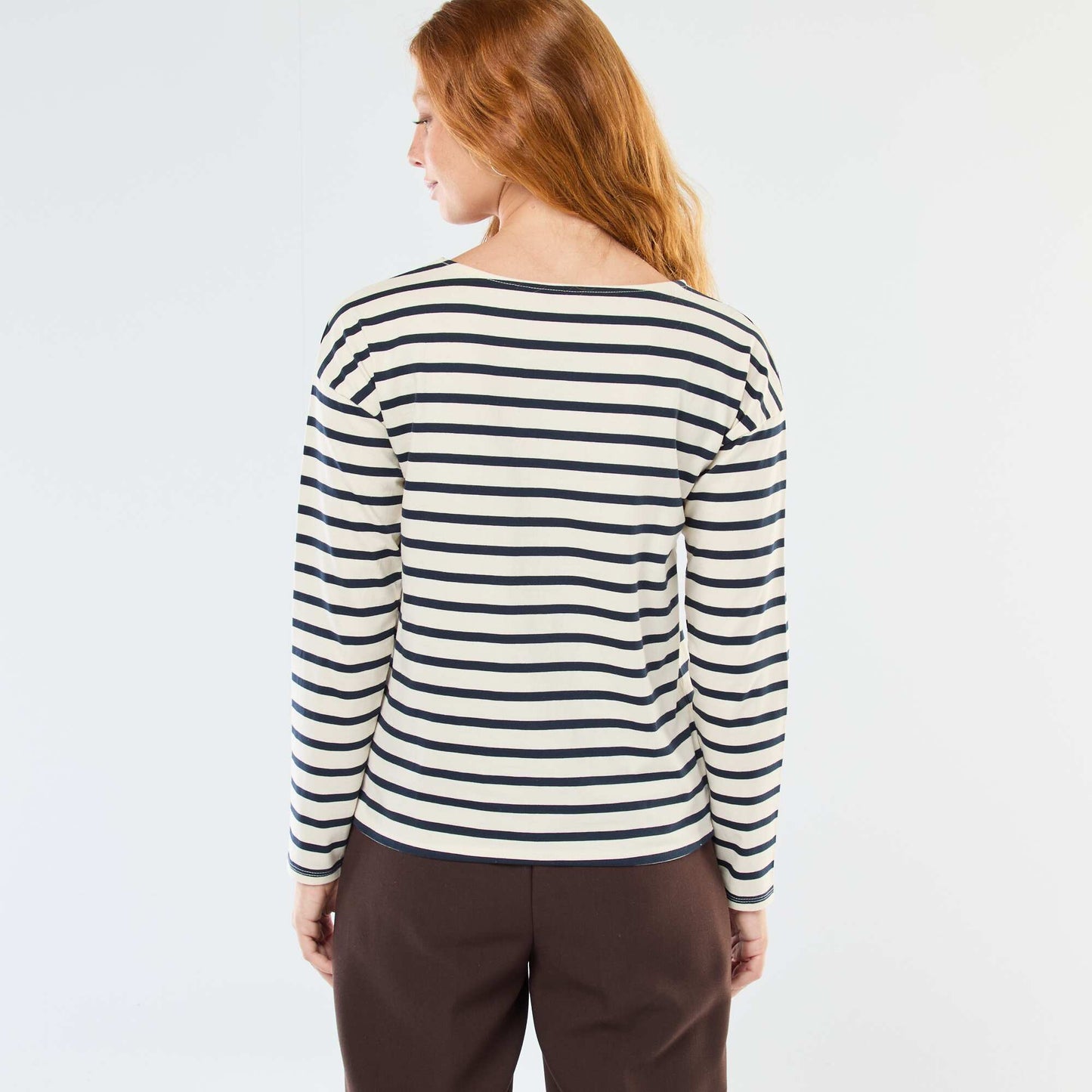 T-shirt en jersey à manches longues à motif rayé BLANC