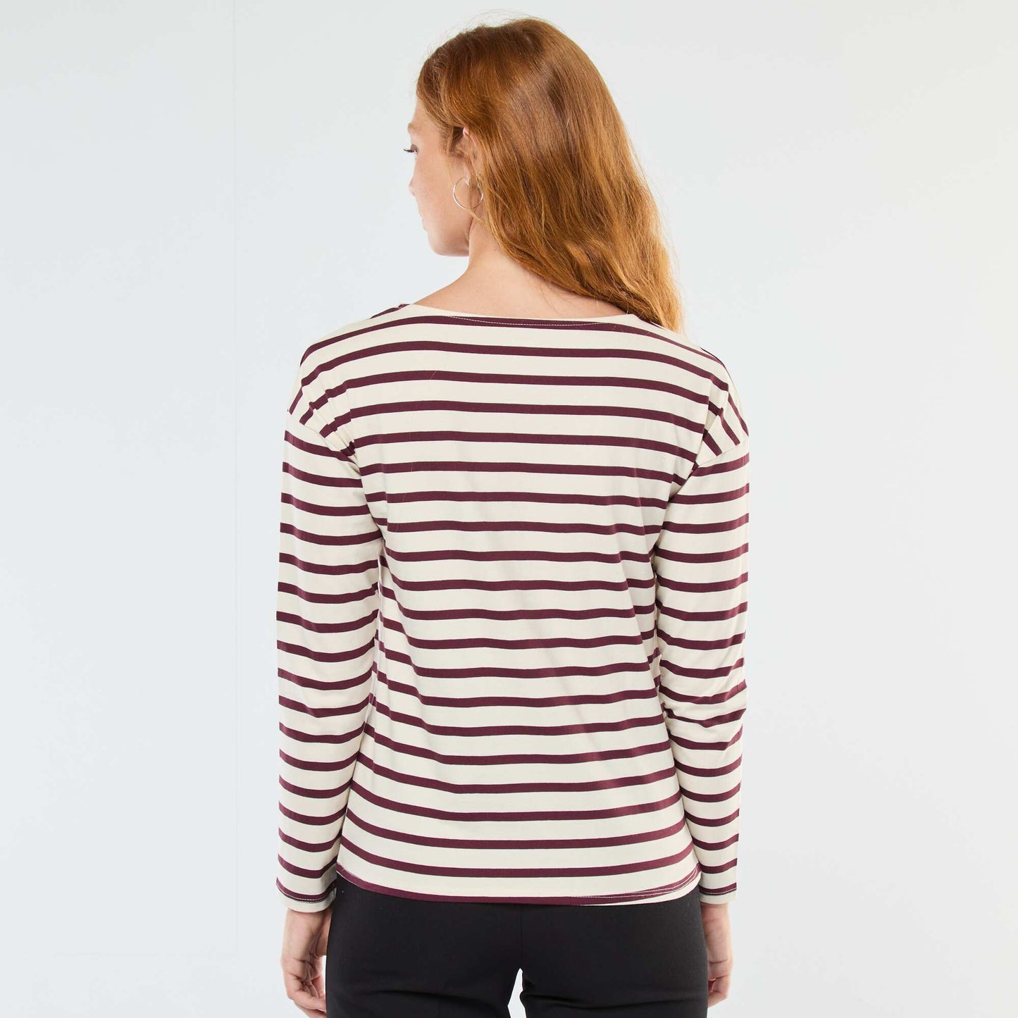 T-shirt en jersey à manches longues à motif rayé BLANC