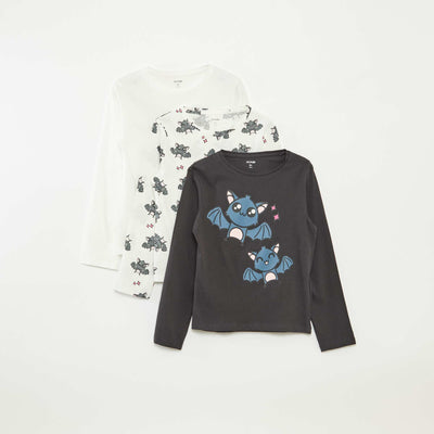 Lot de 3 t-shirts à manches longues et col rond NOIR