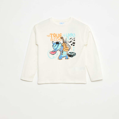 Tee-shirt 'Stitch' 'Disney' à manches longues BLANC