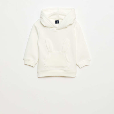 Sweat à capuche en molleton animé lapin BLANC