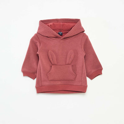 Sweat à capuche en molleton animé lapin ROUGE