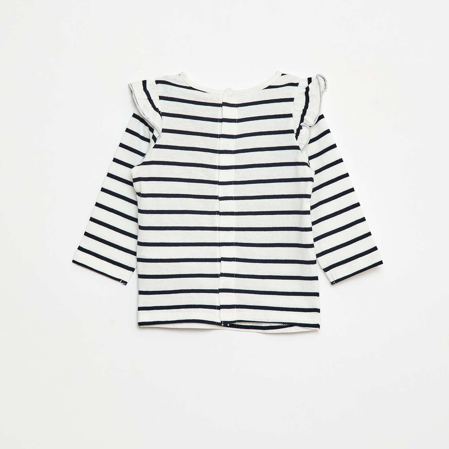 T-shirt manches longues avec emmanchures volantées et motif BLANC