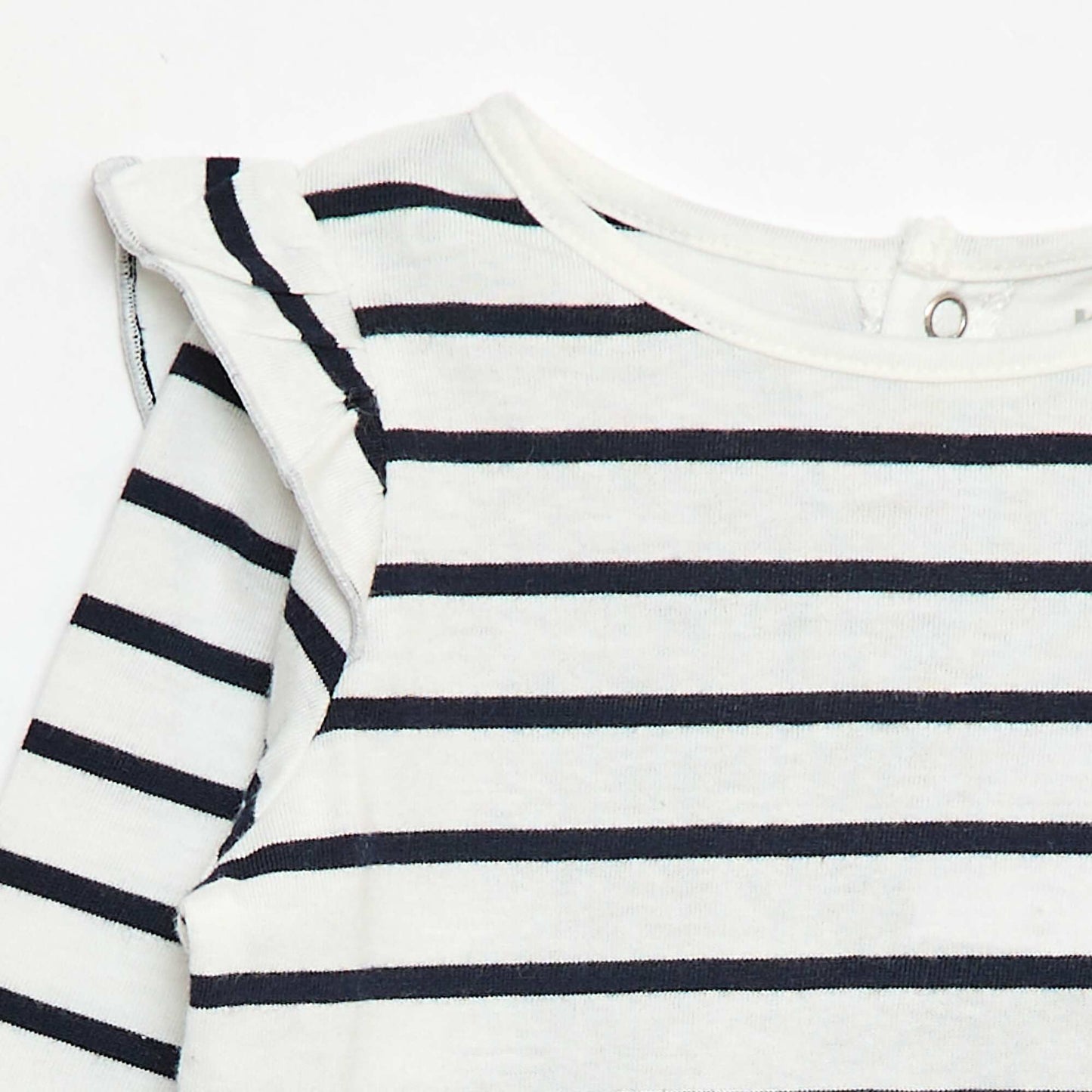 T-shirt manches longues avec emmanchures volantées et motif BLANC