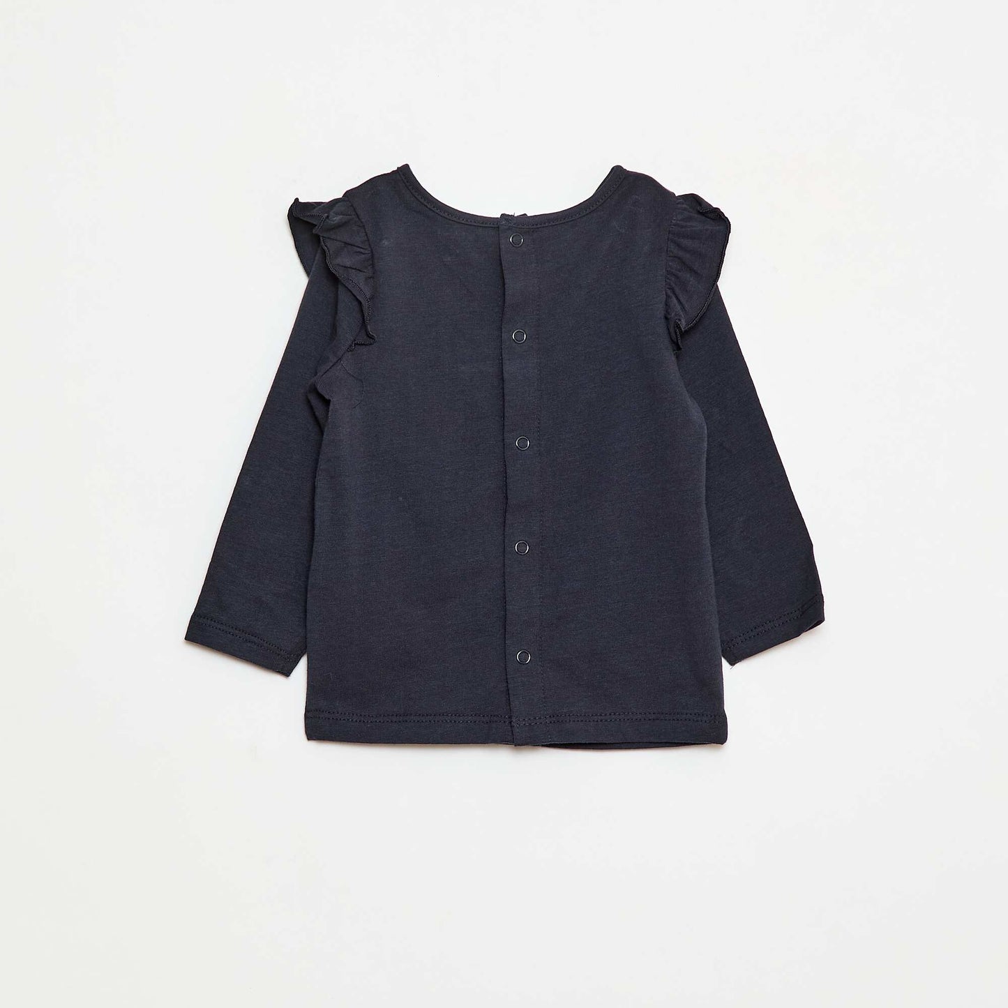T-shirt manches longues avec emmanchures volantées et motif BLEU