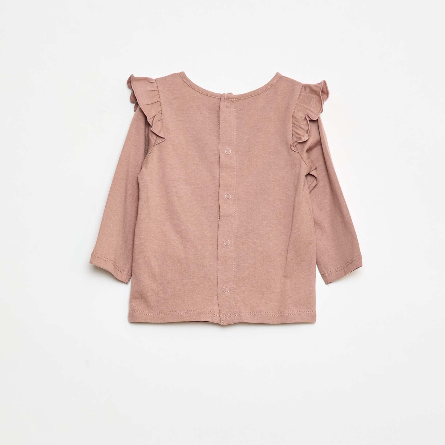T-shirt manches longues avec emmanchures volantées et motif ROSE