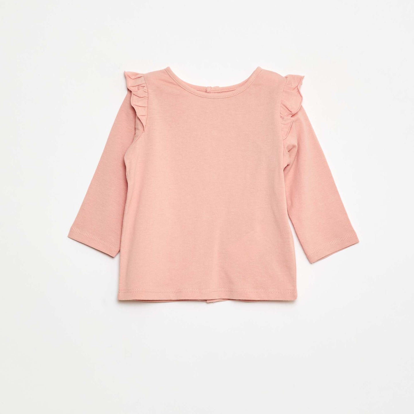 T-shirt manches longues avec emmanchures volantées et motif ROSE