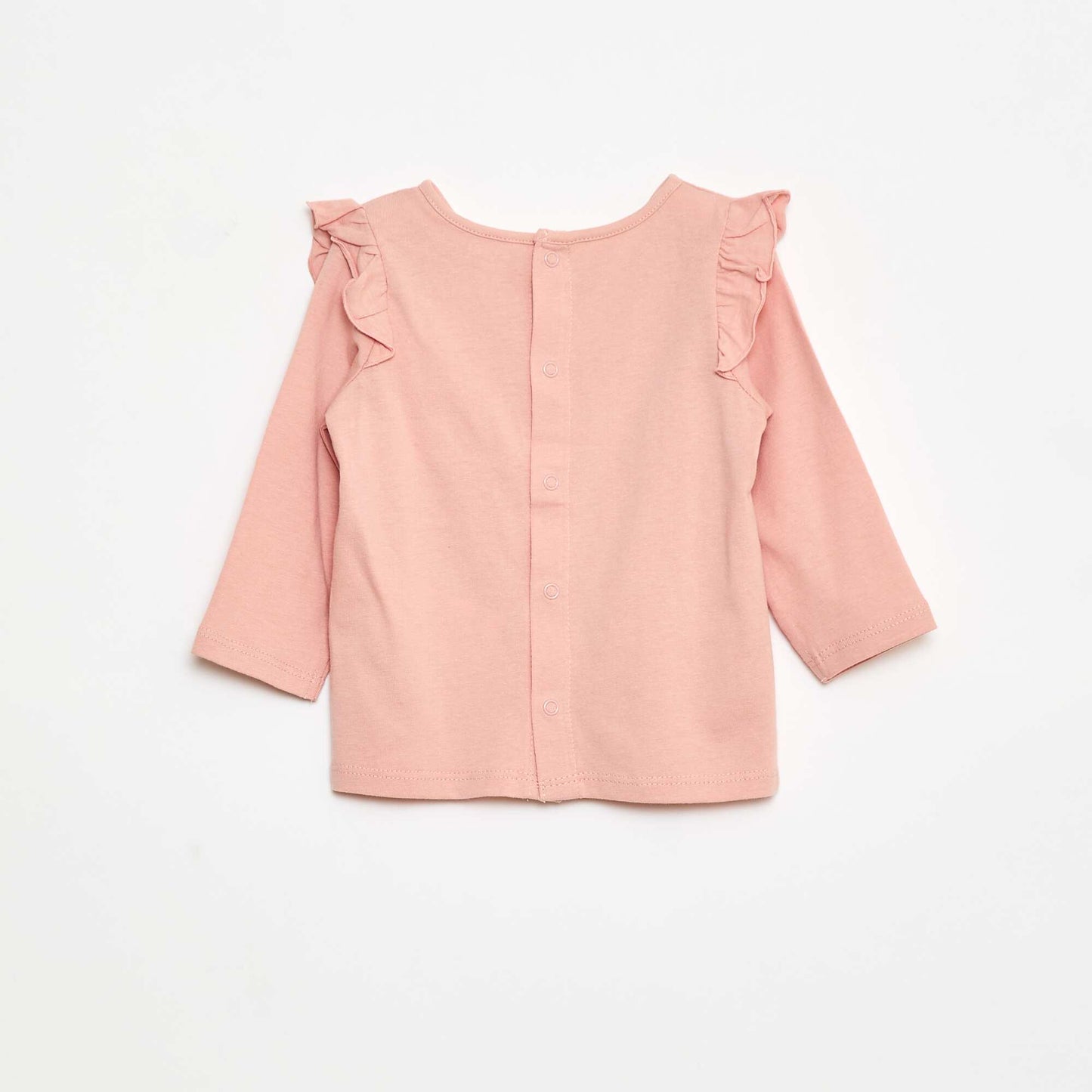 T-shirt manches longues avec emmanchures volantées et motif ROSE