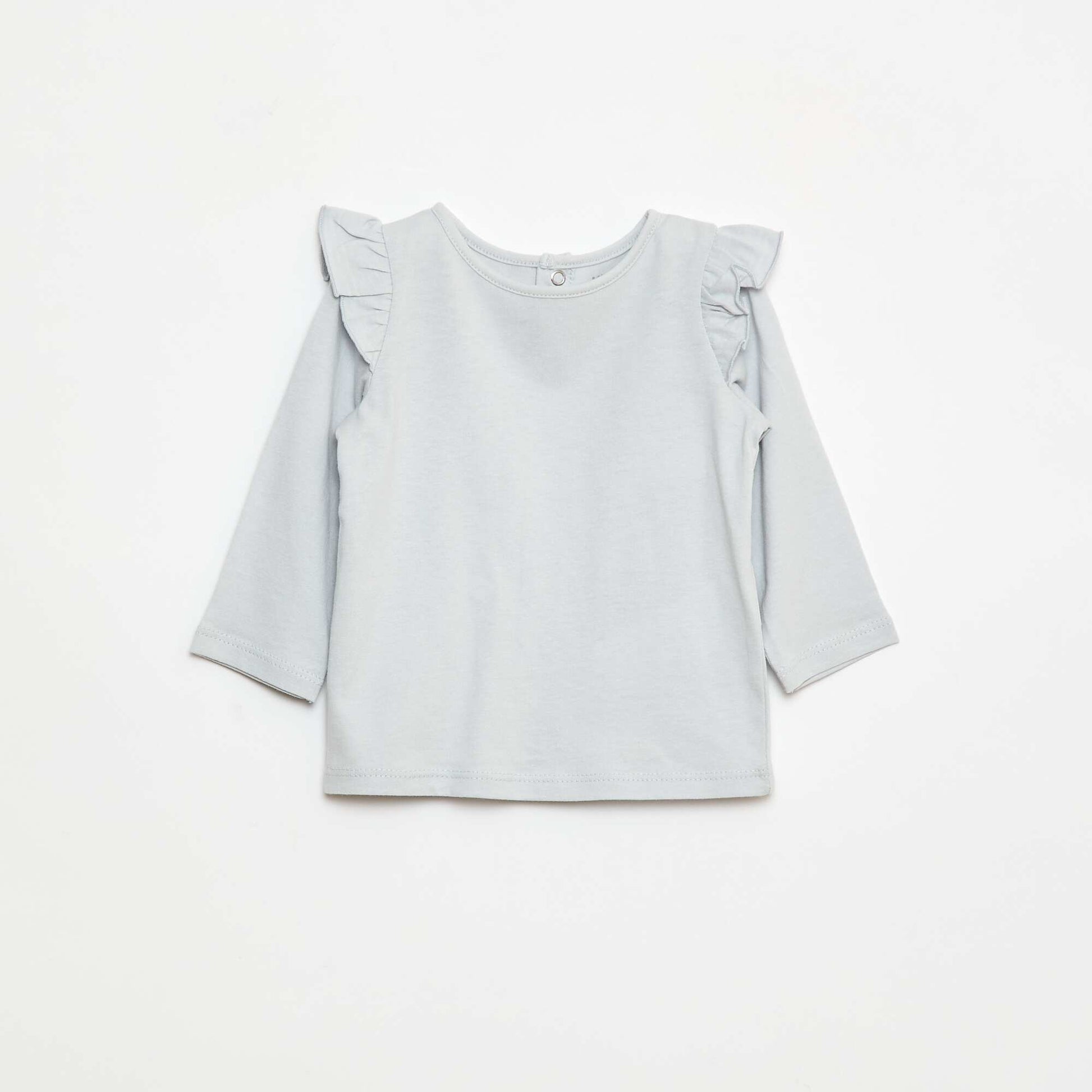 T-shirt manches longues avec emmanchures volantées et motif GRIS