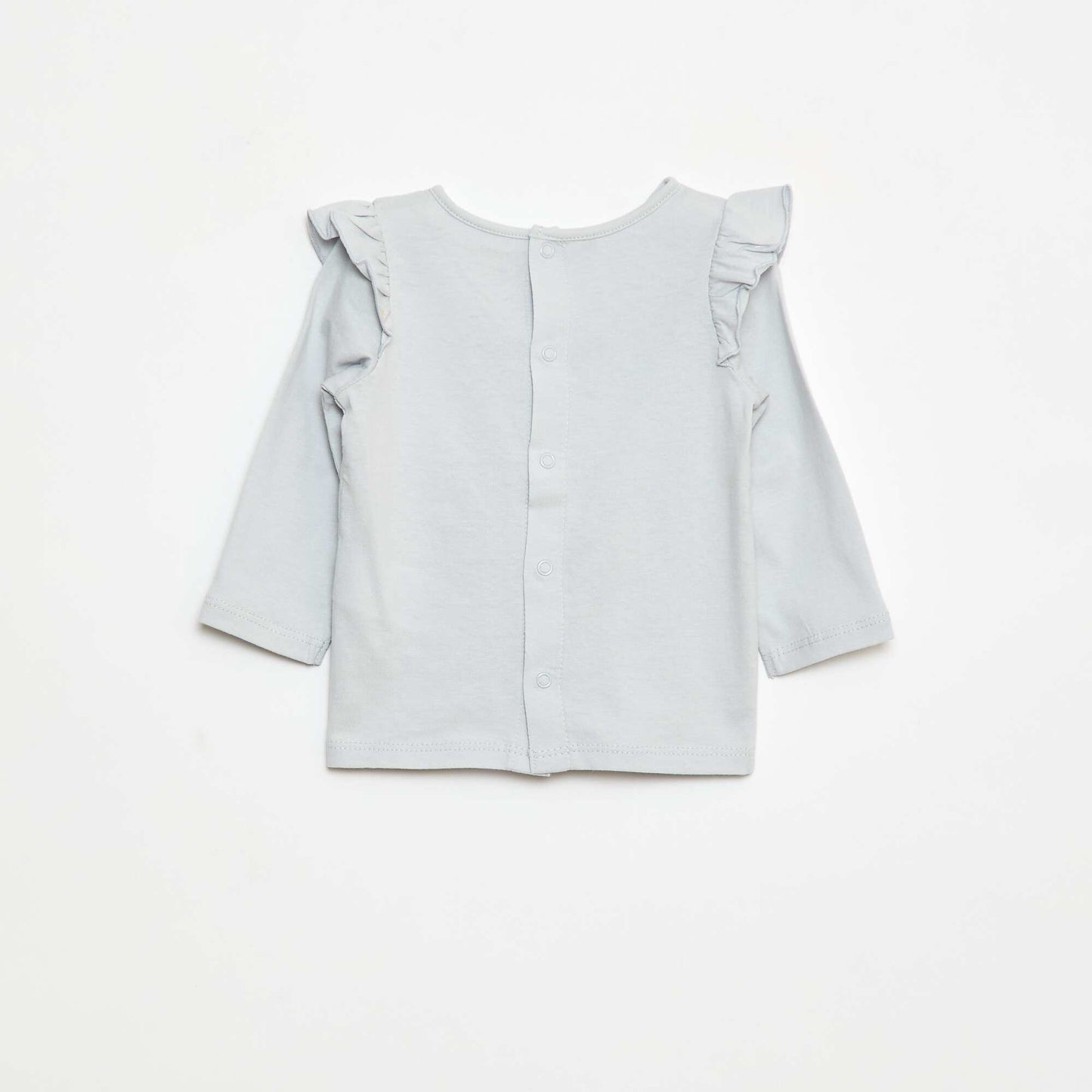 T-shirt manches longues avec emmanchures volantées et motif GRIS