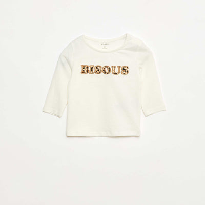 T-shirt animé en coton BEIGE