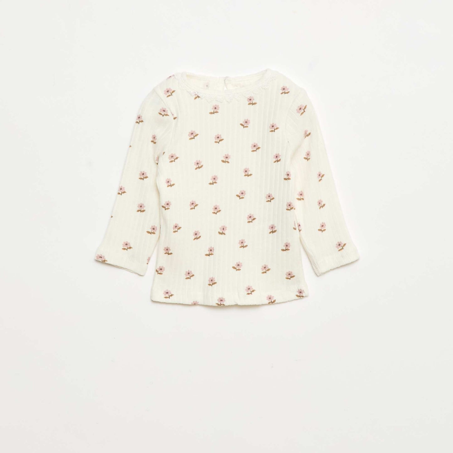 T-shirt en maille côtelée BLANC