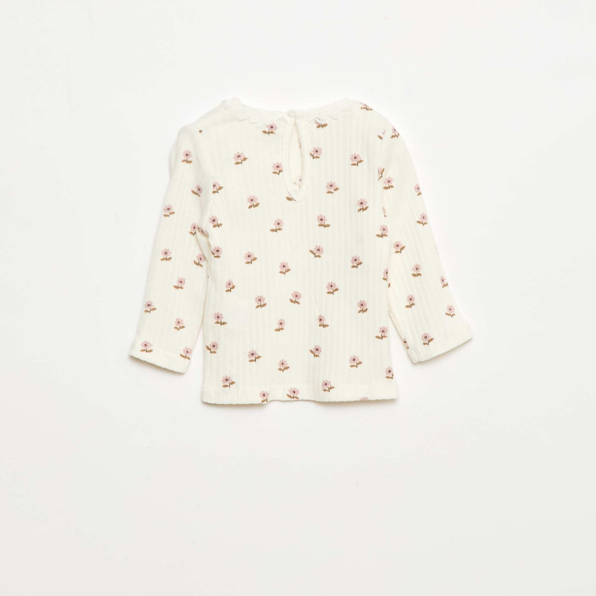 T-shirt en maille côtelée BLANC