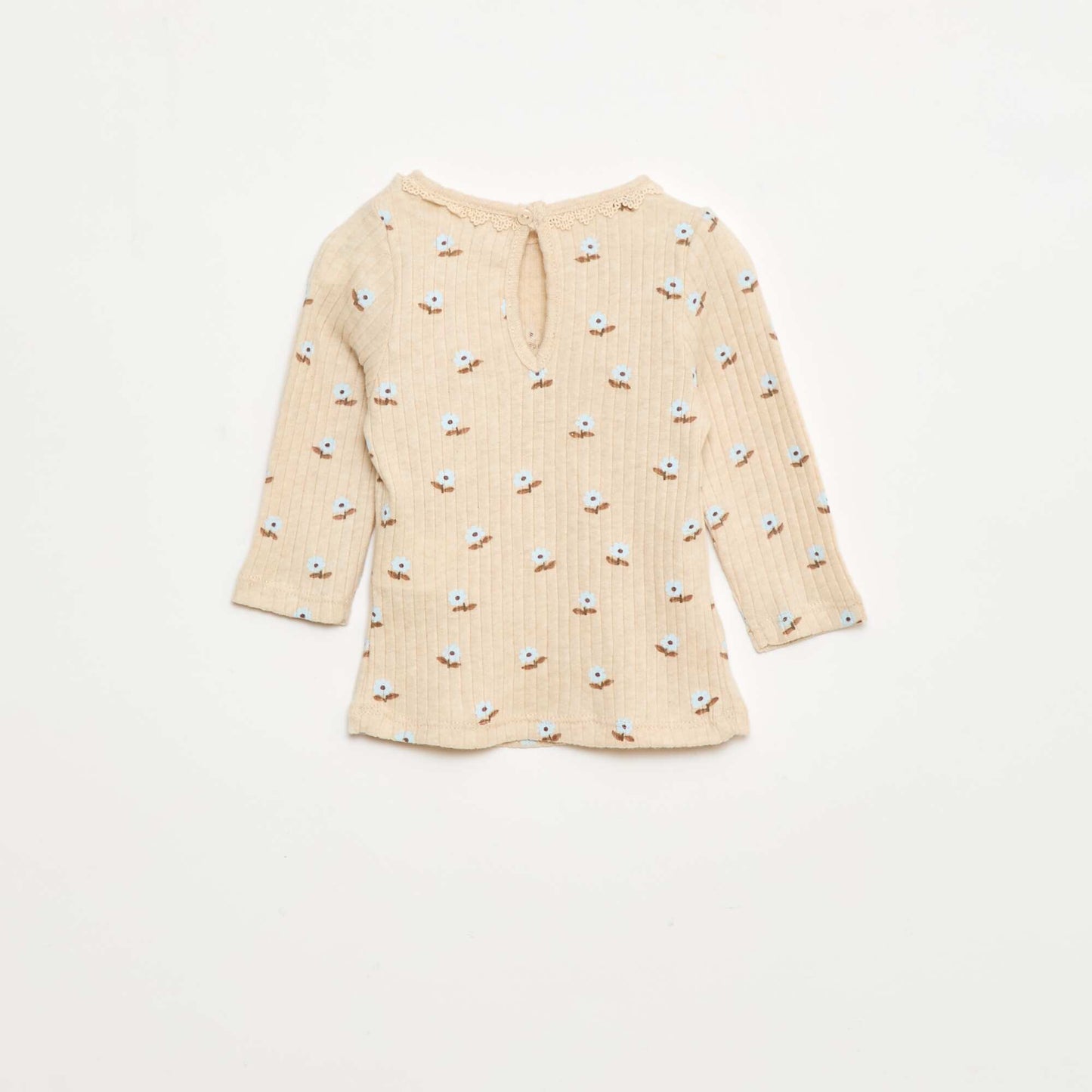 T-shirt en maille côtelée BEIGE