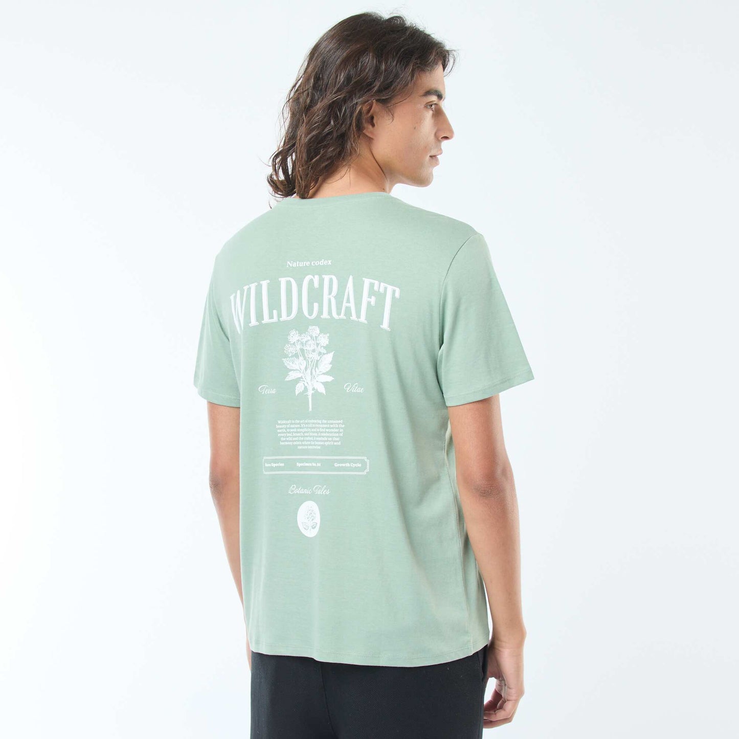 T-shirt imprimé à manches courtes et col rond VERT