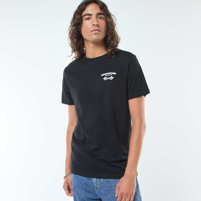 T-shirt imprimé à manches courtes et col rond NOIR