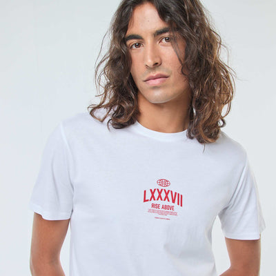 T-shirt imprimé à manches courtes et col rond BLANC