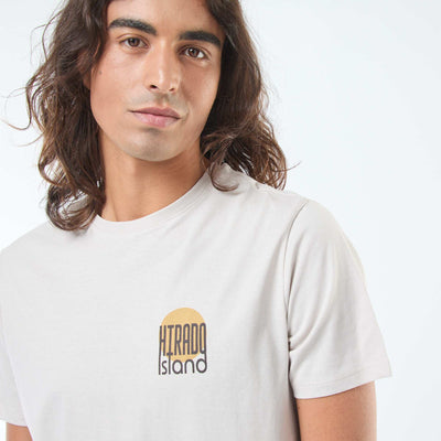 T-shirt imprimé à manches courtes et col rond BEIGE