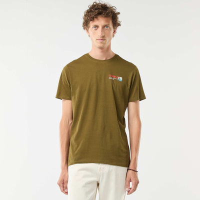 T-shirt imprimé à manches courtes et col rond VERT