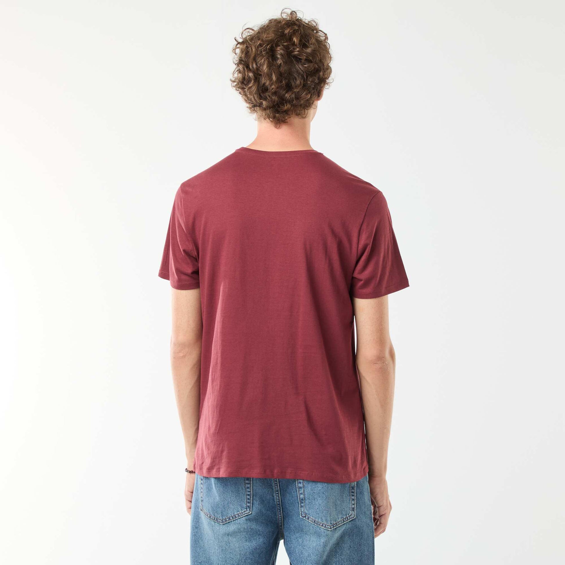 T-shirt imprimé à manches courtes et col rond ROUGE
