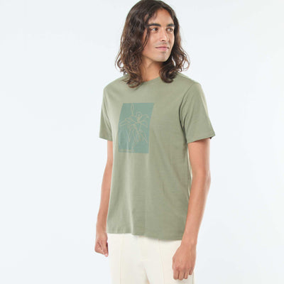 T-shirt imprimé à manches courtes et col rond VERT
