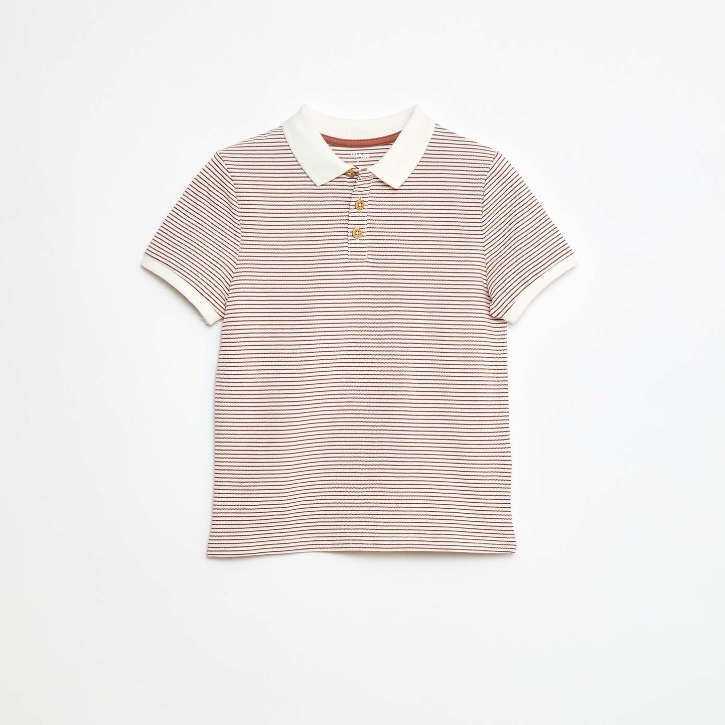 Polo en coton piqué MARRON/BLANC