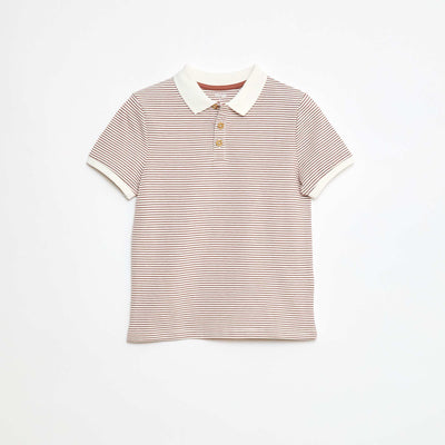 Polo en coton piqué MARRON/BLANC