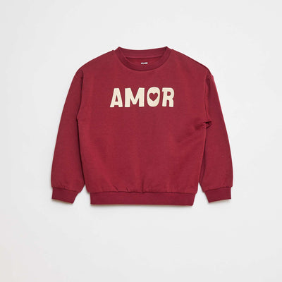 Sweat à manches longues avec imprimé ROUGE