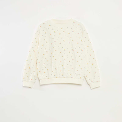 Sweat à manches longues avec imprimé BEIGE