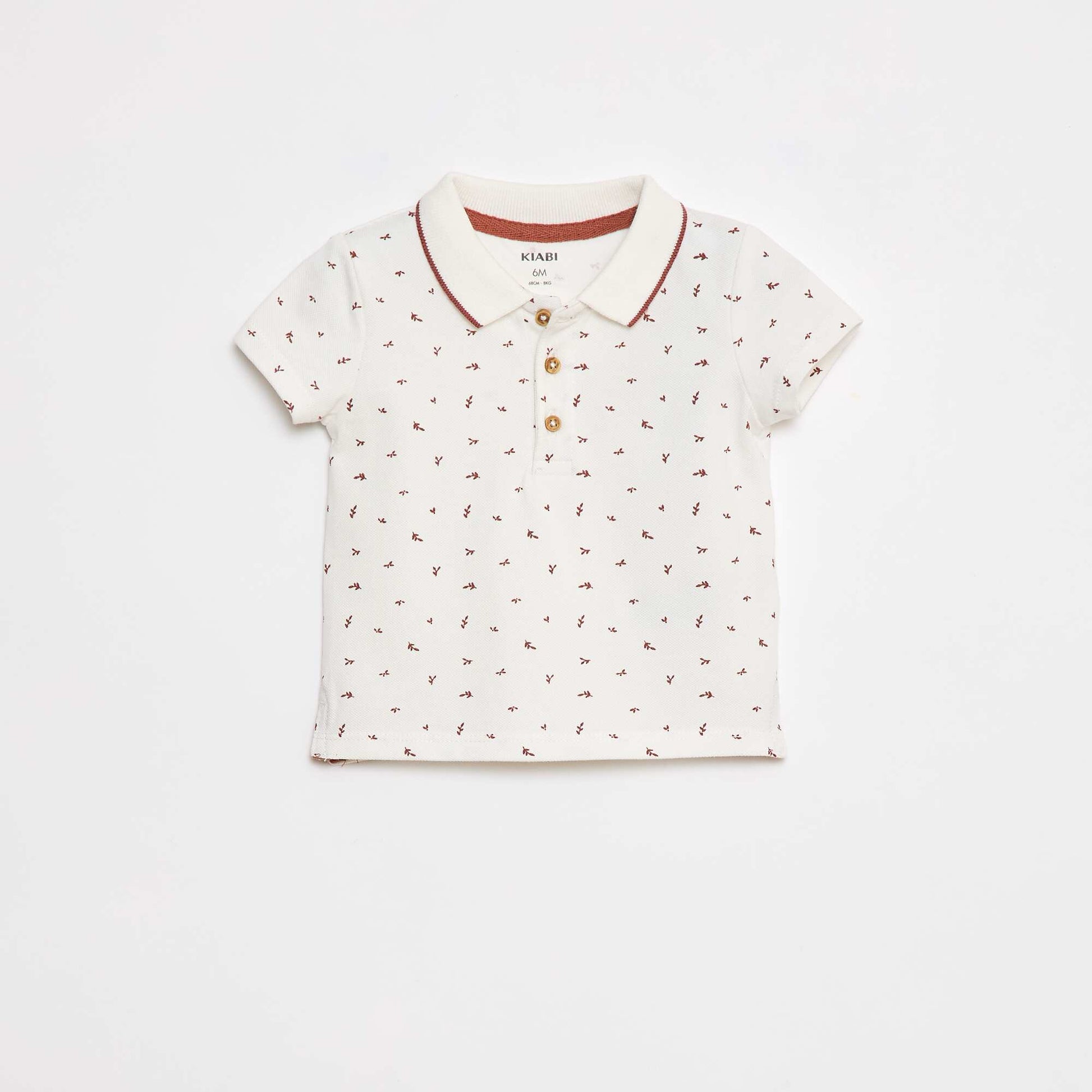 Polo en maille piquée imprimé BLANC