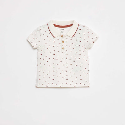 Polo en maille piquée imprimé BLANC